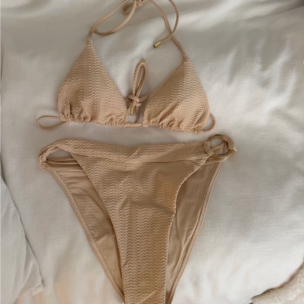 Monday Swimwear Vanilla Chevron Bikini Set